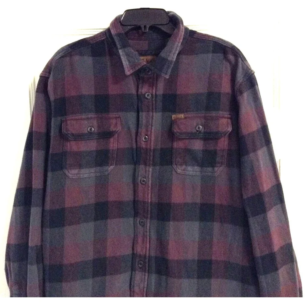 vtg Orvis Flannel Shirt Men 2XL Burgundy Plaid Overshirt Barn Workwear Jacket